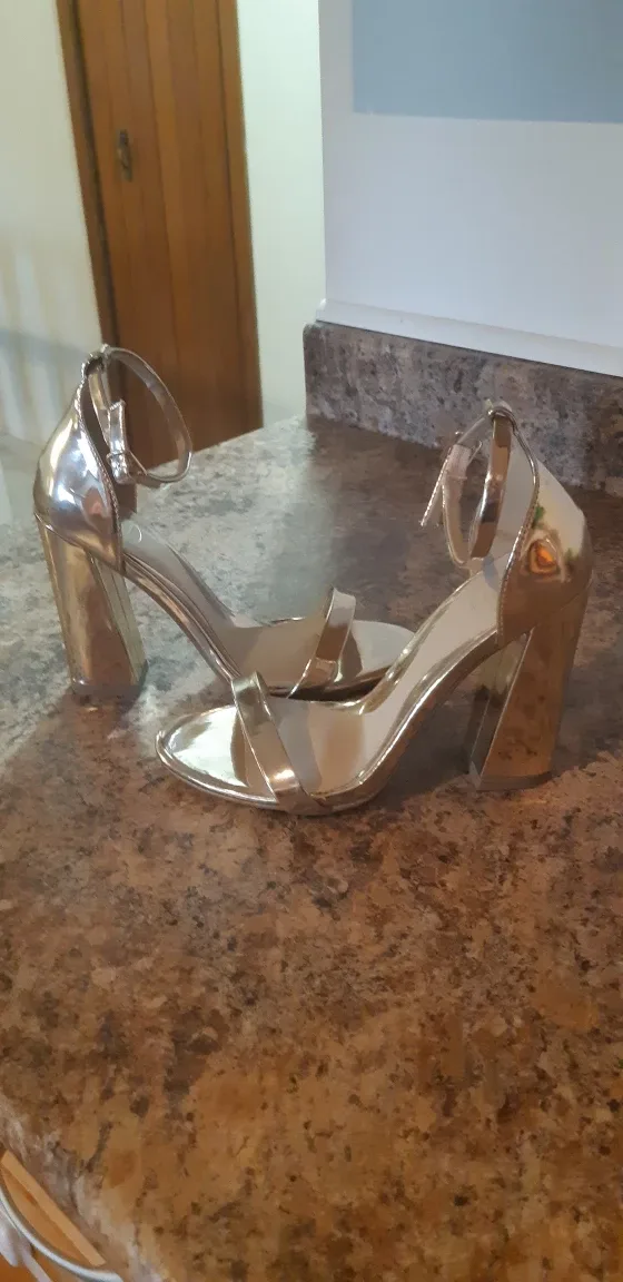 Metallic Gold Block Heels thumbnail