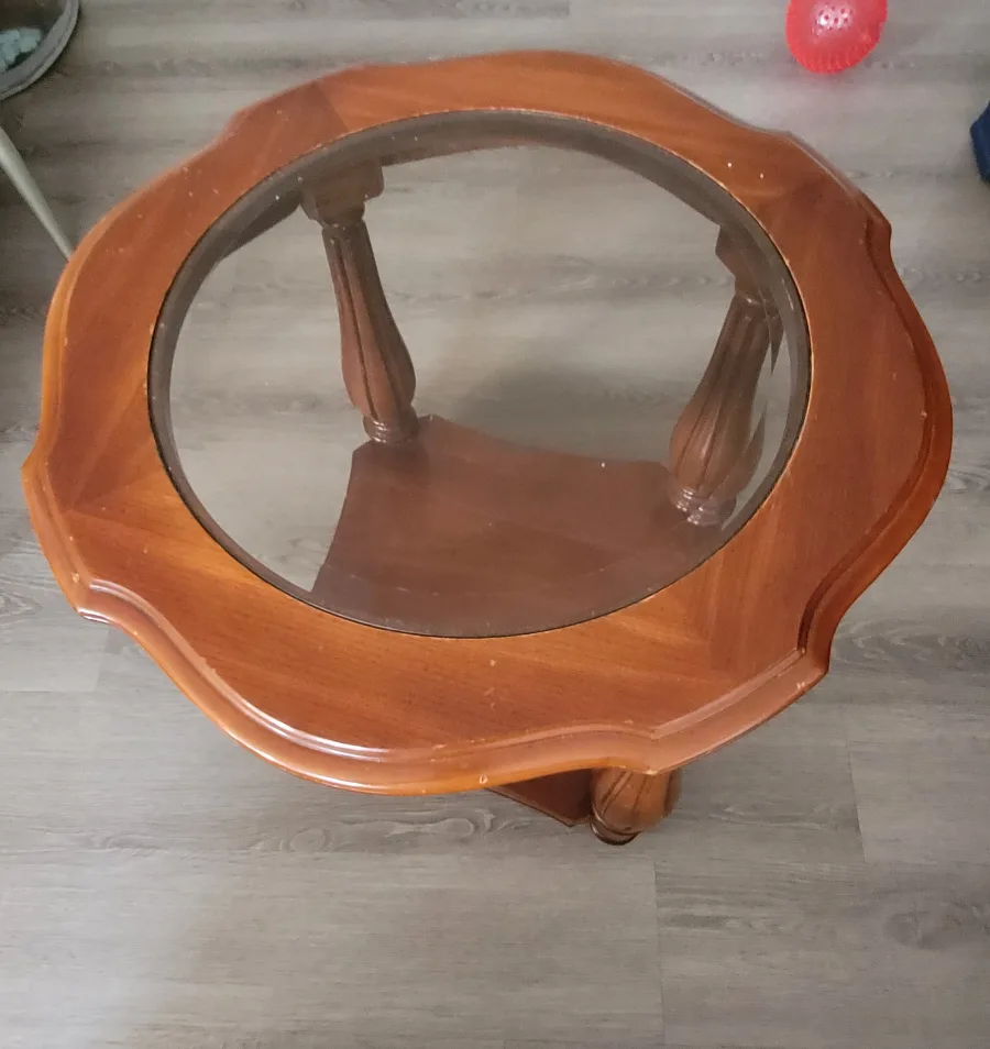 Wooden Coffee Table with Glass Top image indicator(2)