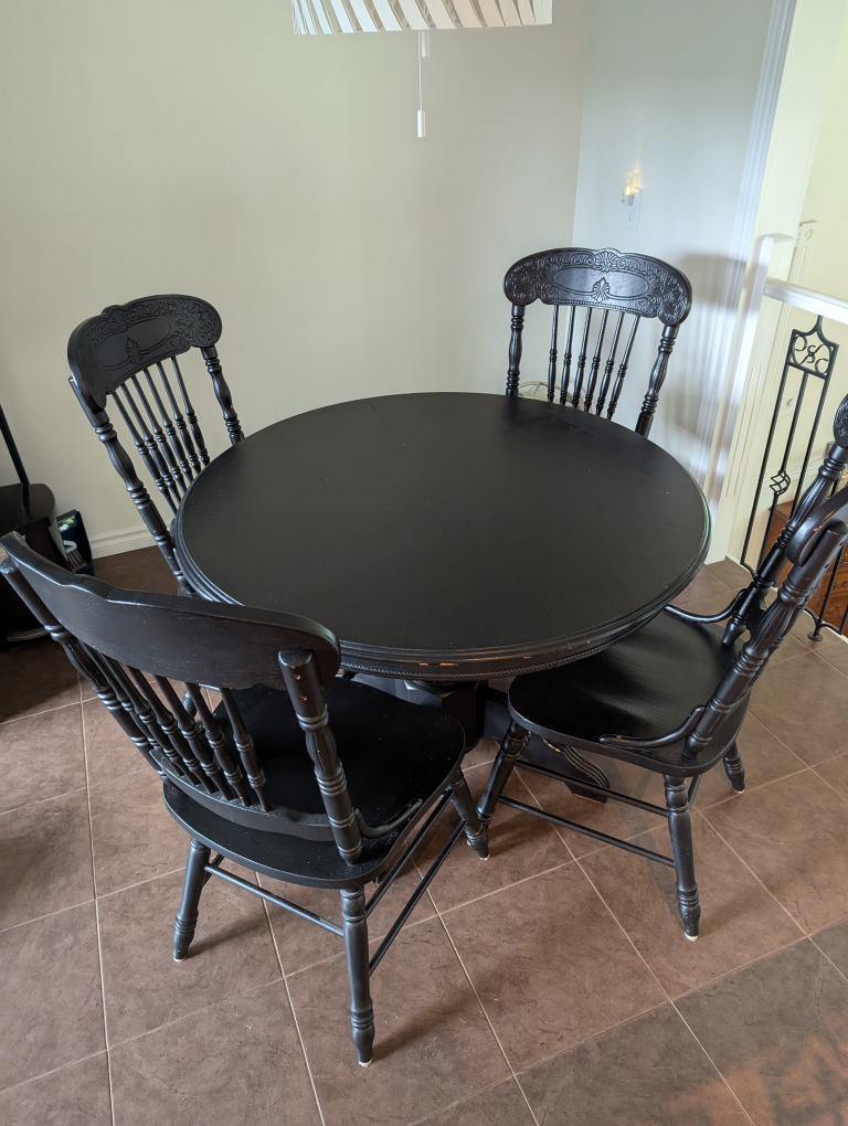 Black Round Dining Table with 4 Chairs - photo 2