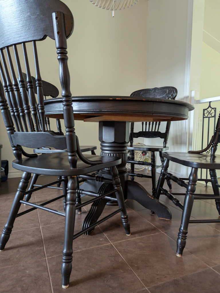 Black Round Dining Table with 4 Chairs - photo 5