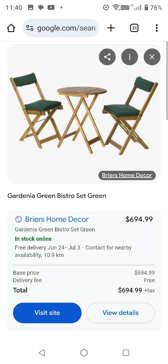 Gardenia Outdoor Folding Chair and Table Set image indicator(7)