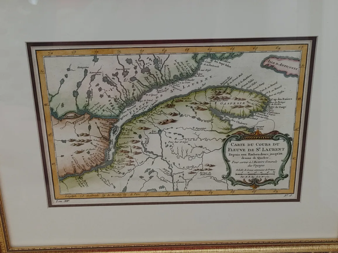 Framed Antique Map of the St. Laurent River image indicator(2)
