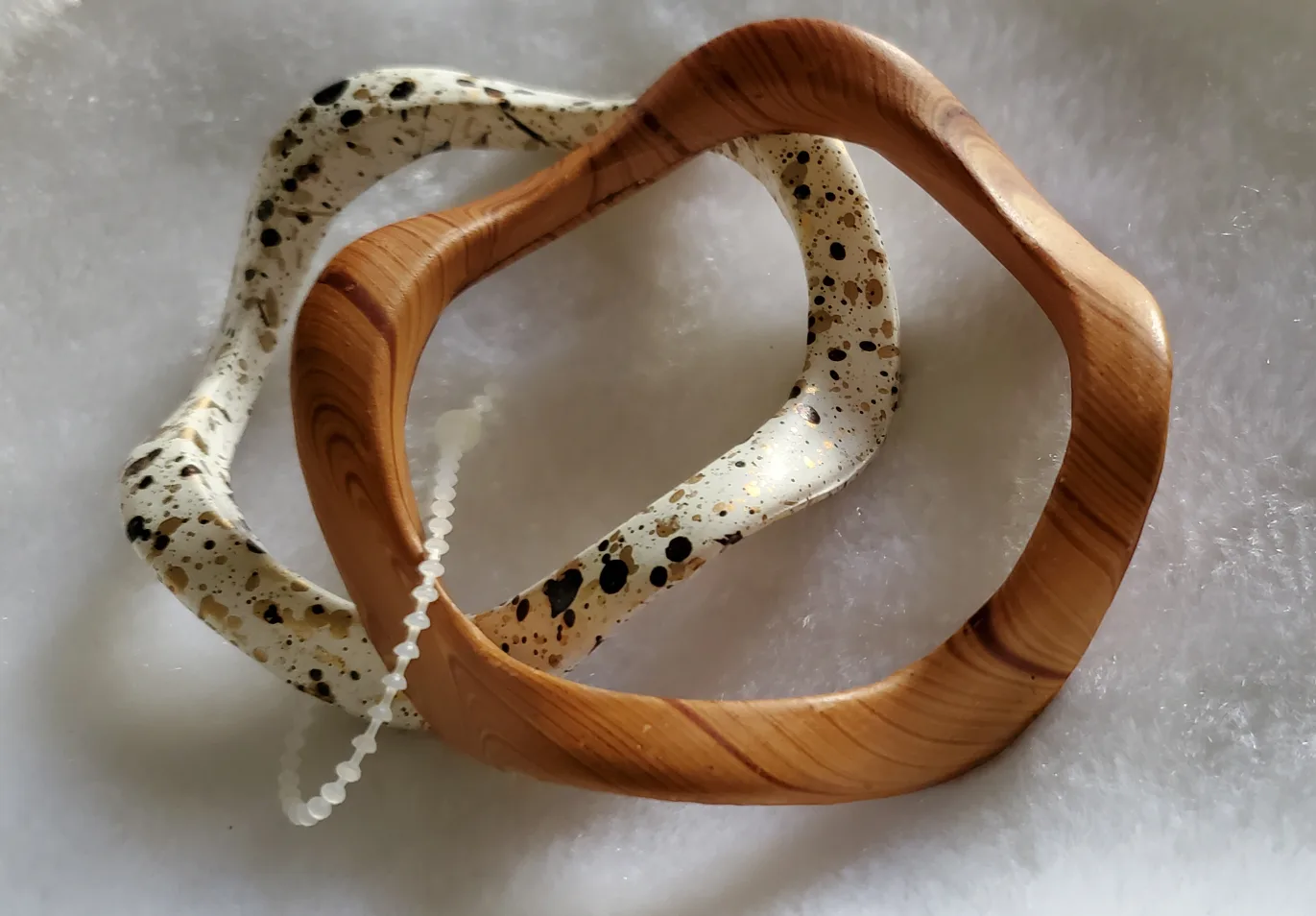 Wooden & Painted Bangle Bracelets - Set of 2 thumbnail