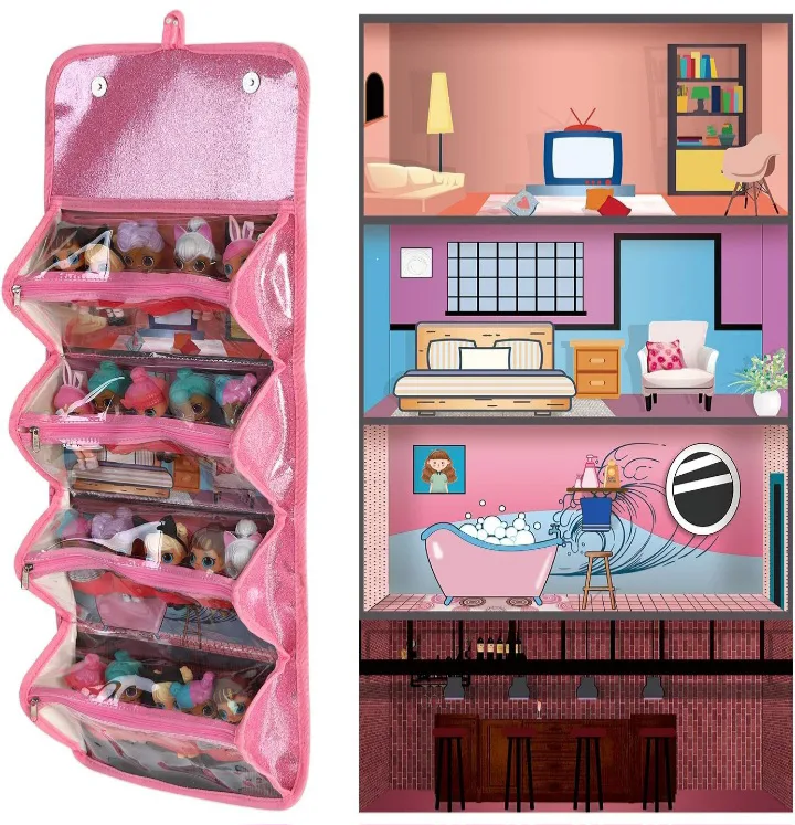 NEW!   Pink Sparkly Doll Storage Case image indicator(3)