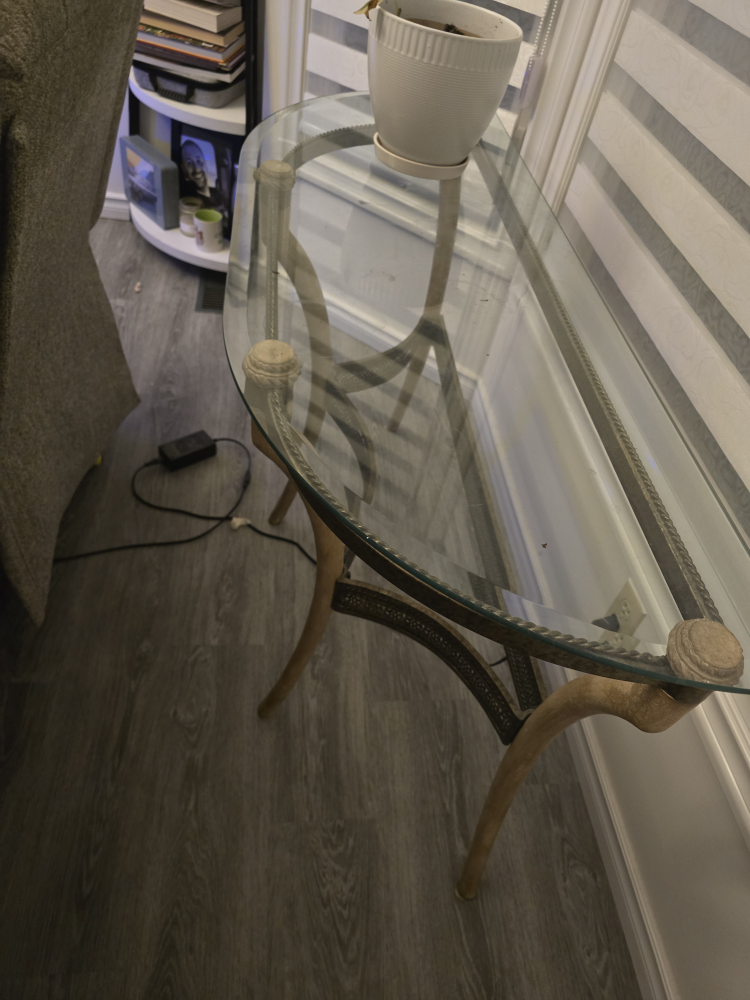 Curved Glass Top Console Table