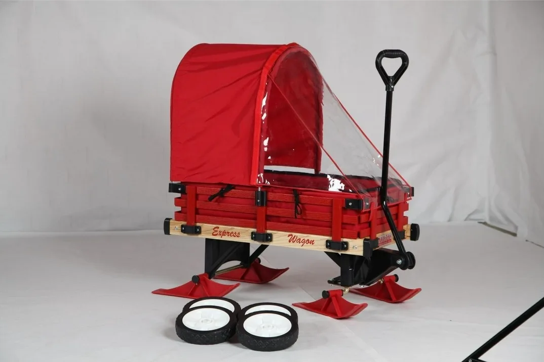 Like New Convertible sleigh wagon, pads, canopy and skis image indicator(5)