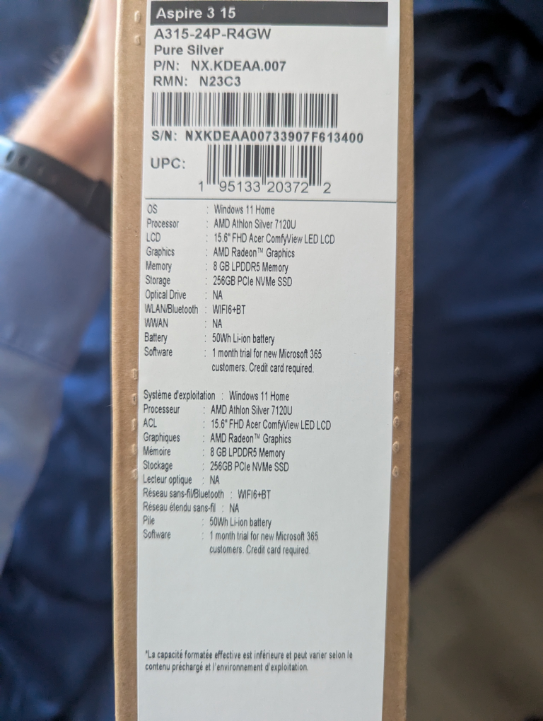 Allmost New Acer Aspire 3 15 Laptop 8GB RAM 256 GB SSD