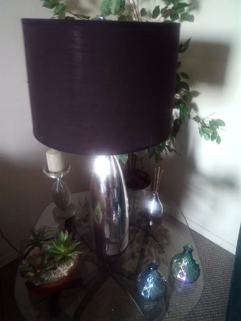 Silver Table Lamp with Black Shade thumbnail