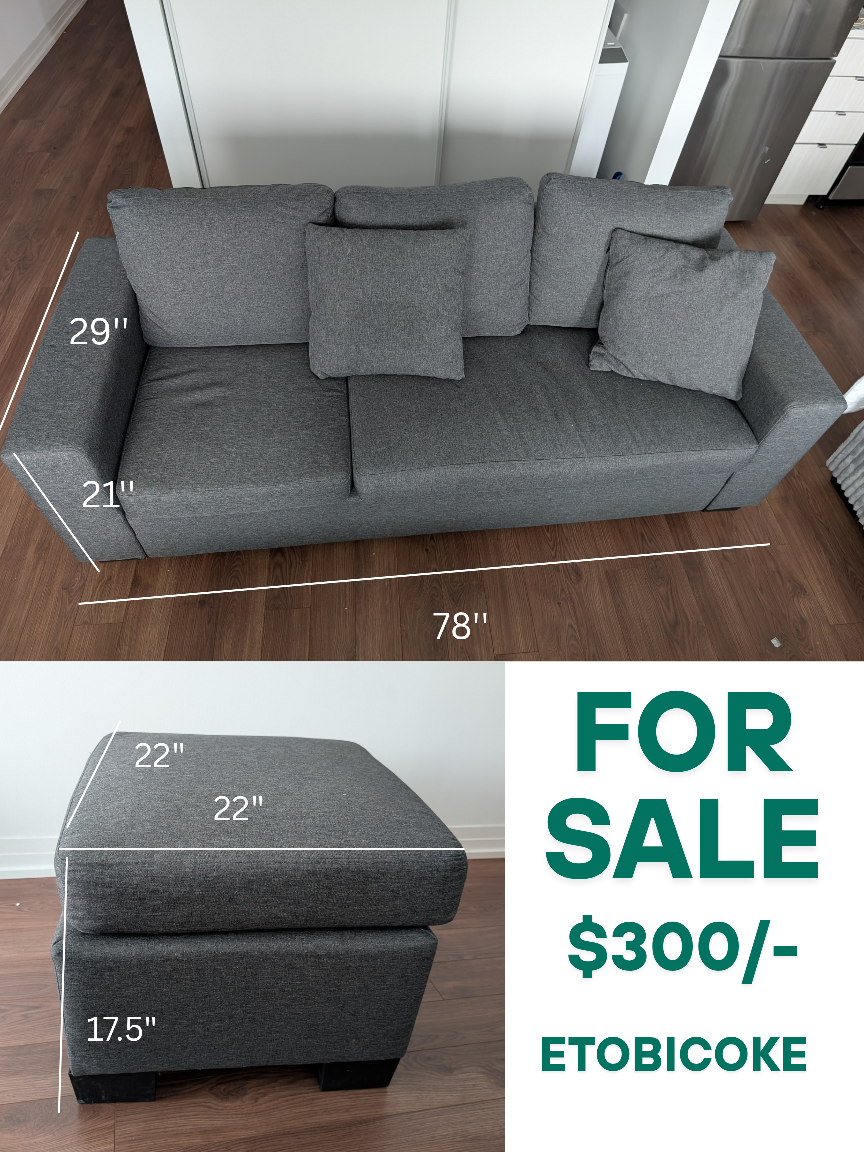 Grey Sectional Sofa with Ottoman