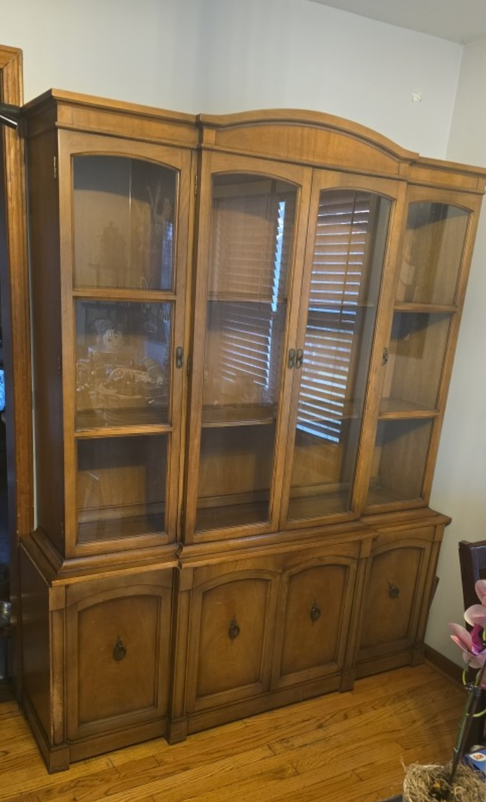 Wooden Hutch with Glass Doors