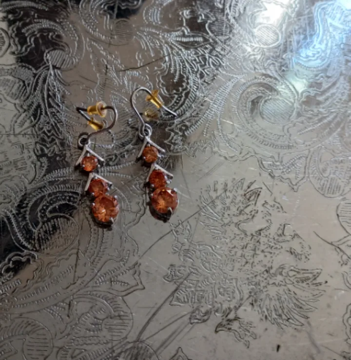 Dangle Earrings with Orange Stones thumbnail
