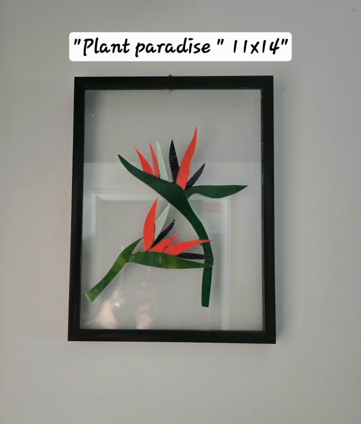 Bird of paradise glass on glass mosaic art