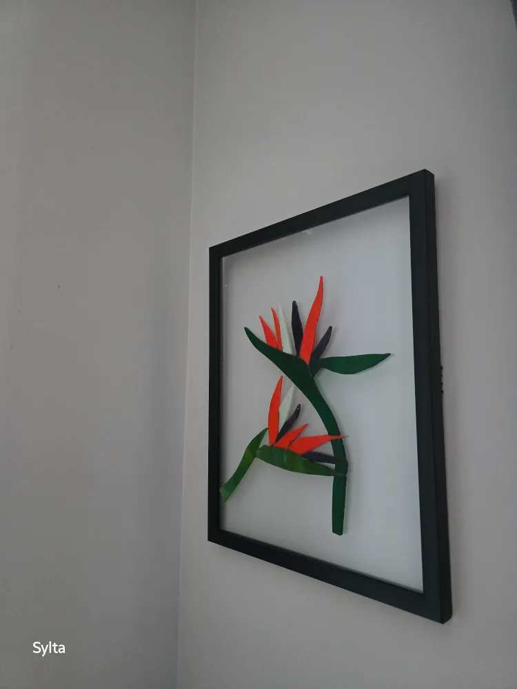 Bird of paradise glass on glass mosaic art image indicator(2)