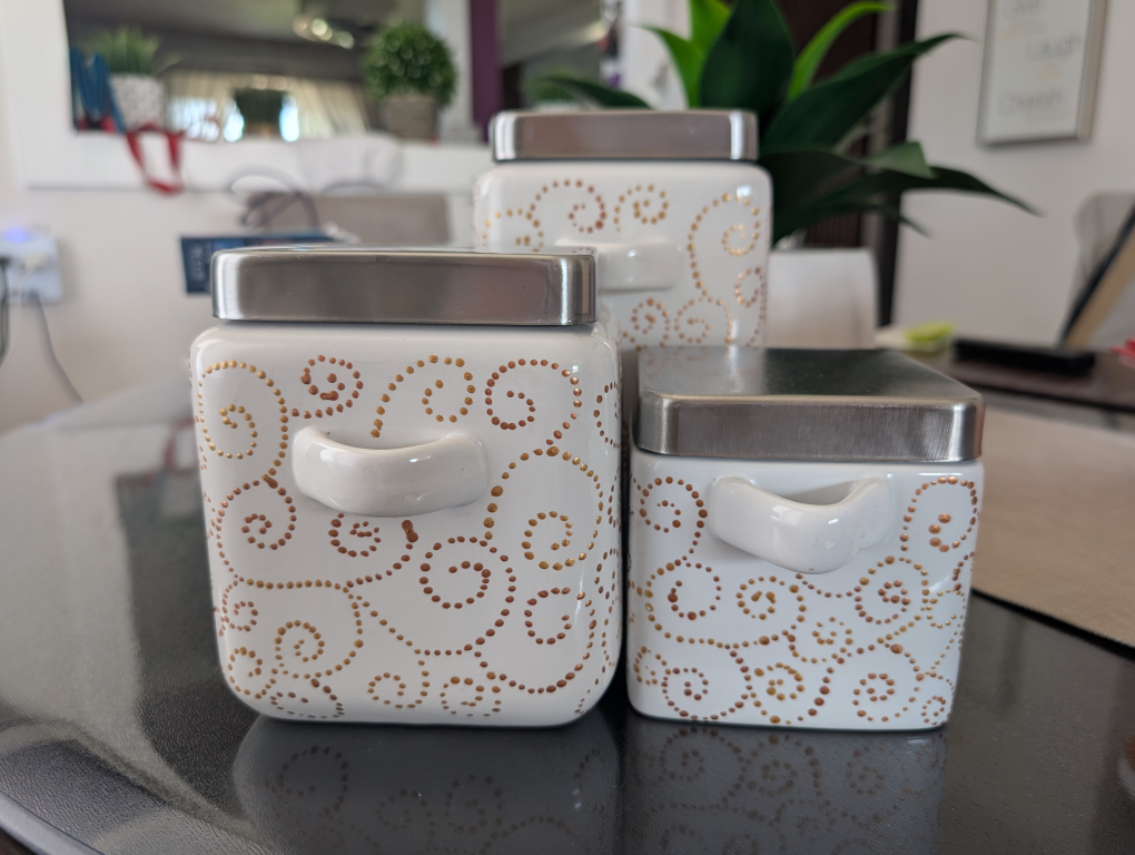 White Ceramic Canister Set - 3 Piece