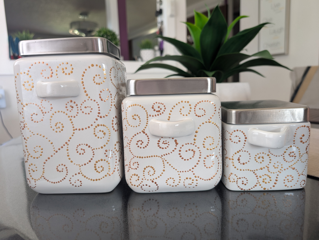 White Ceramic Canister Set - 3 Piece - photo 2