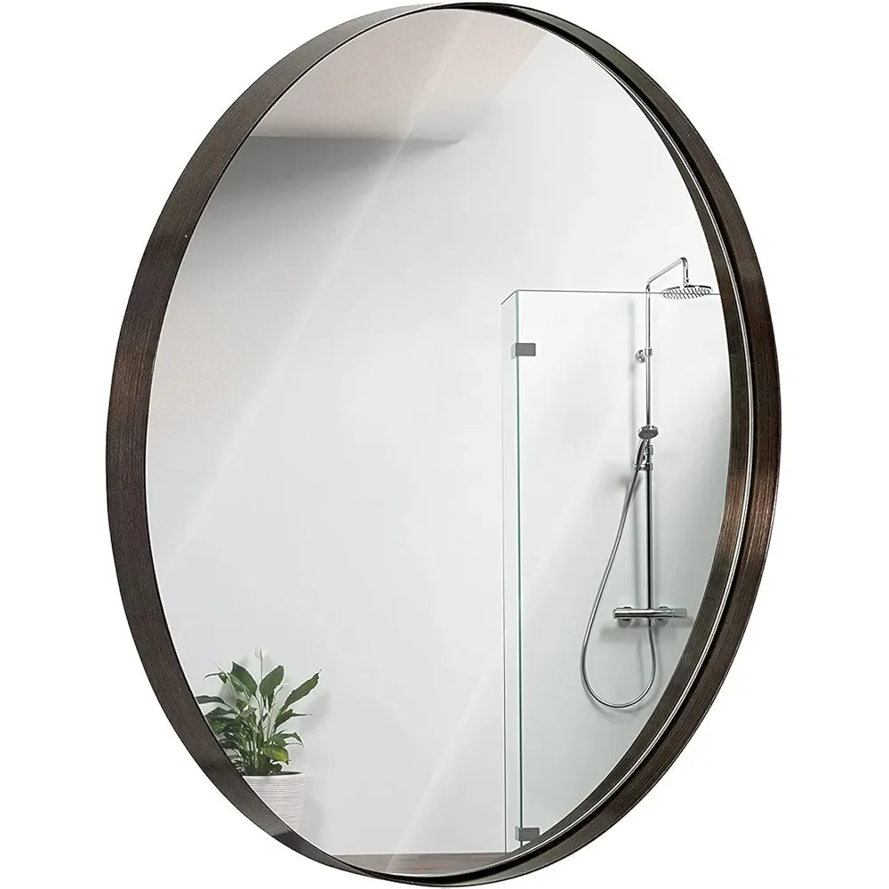 Hamilton Hills 30 inch Black Metal Frame Round Mirror BRAND NEW thumbnail