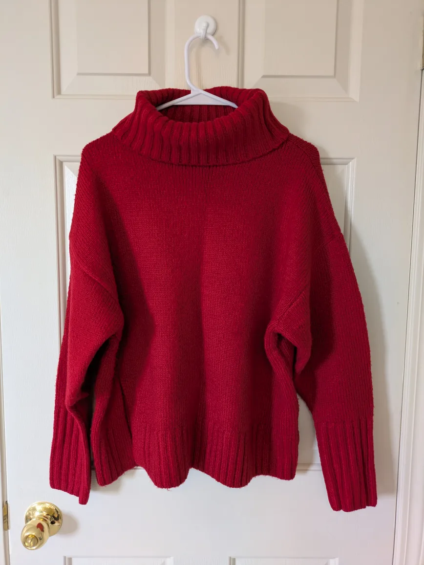Red Knit Turtleneck Sweater thumbnail