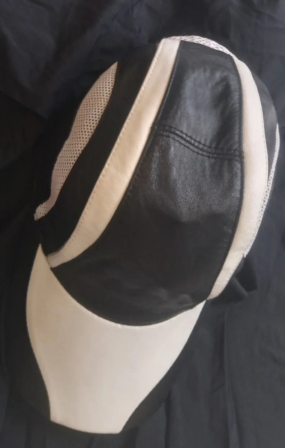 Black and White leather  baseball cap thumbnail