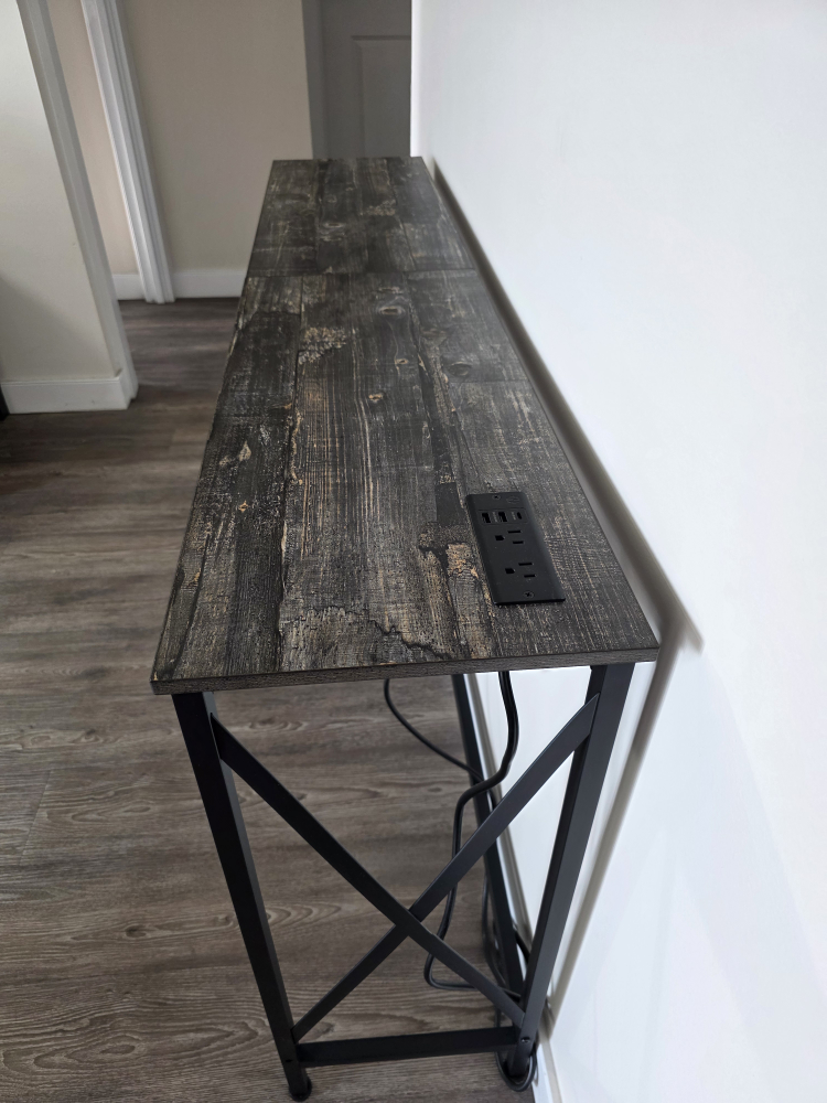 Wood Grain Desk with Built-in USB Ports - photo 3