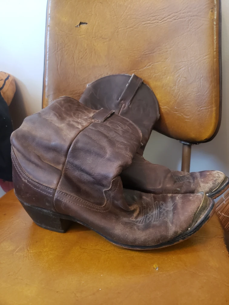 Vintage Brown Leather Cowboy Boots