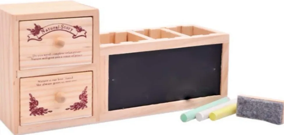 Wooden Desk Organizer with Chalkboard thumbnail
