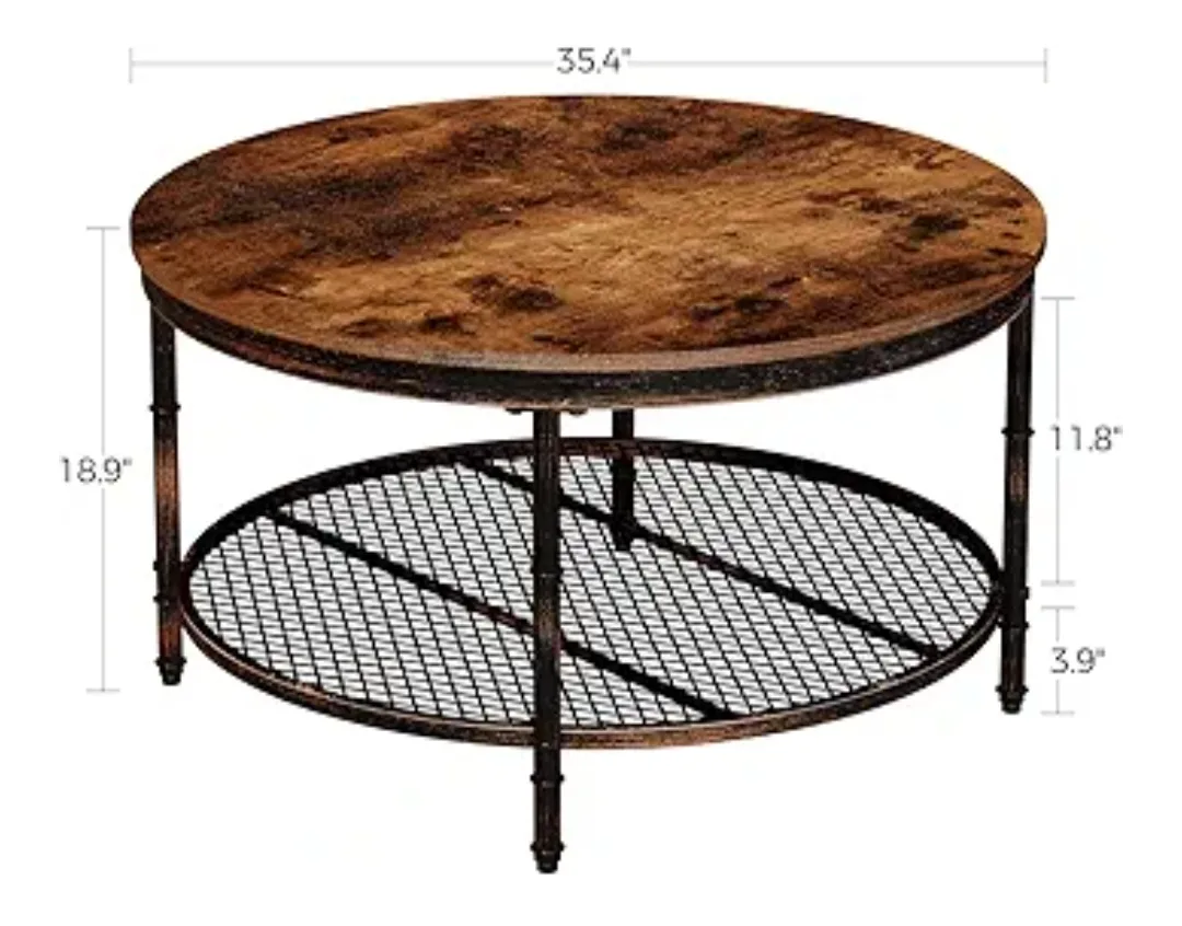 Rustic Wood and Metal Round Coffee Table image indicator(6)