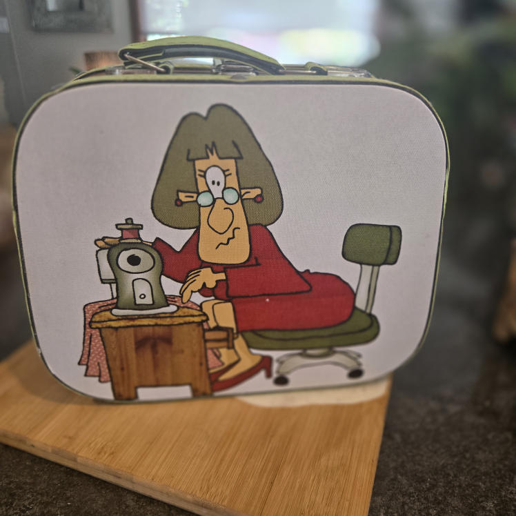 Vintage-Style Cartoon Sewing Kit Suitcase