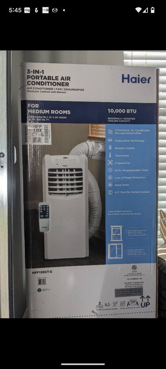 Haier 3 in 1 Portable Air conditioner 10000 BTU brand new