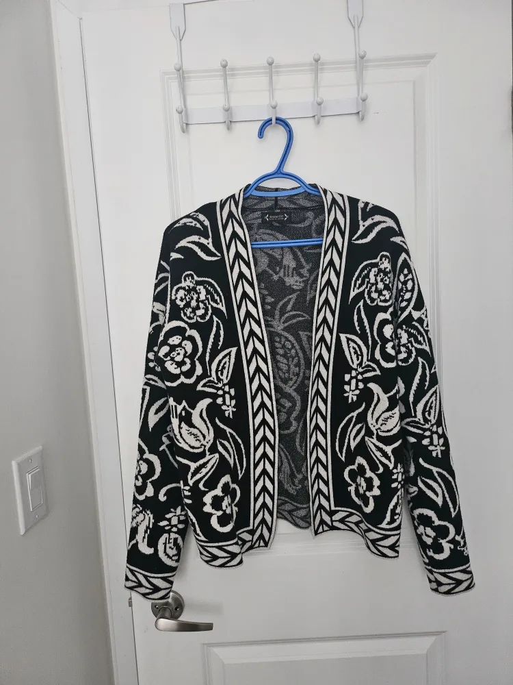 Nanette Lepore Black & White Cardigan - Size M thumbnail