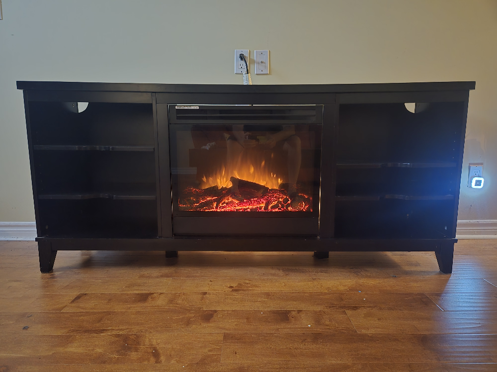 Black TV Stand with Fireplace