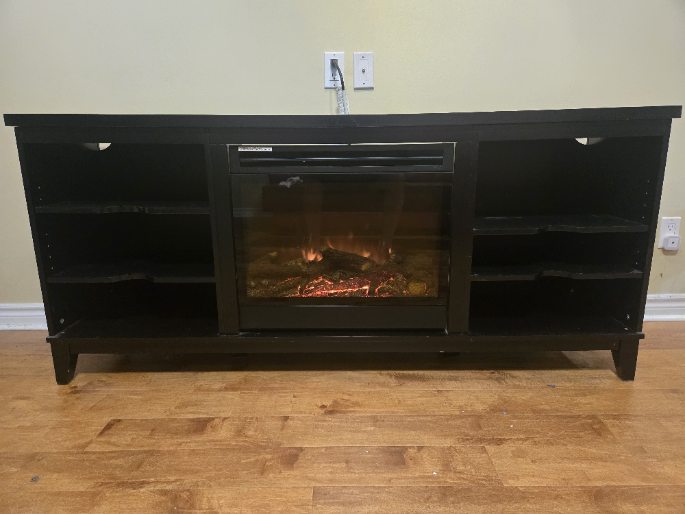 Black TV Stand with Fireplace - photo 2