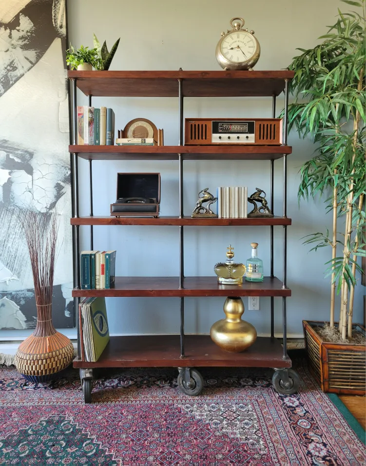 Industrial  Design 5 Tier Rolling Bookcase by Strafor thumbnail