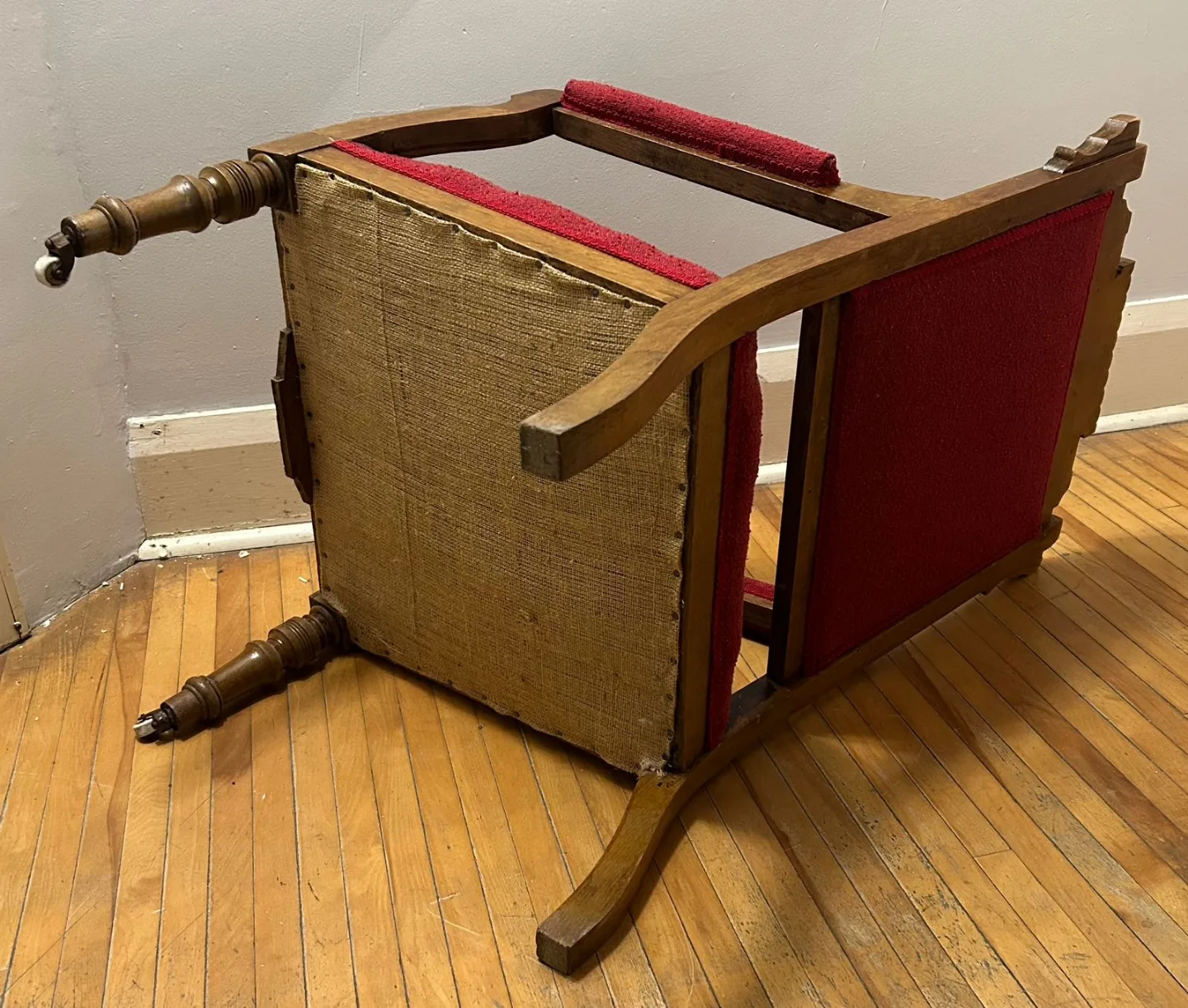 Antique Red Upholstered Armchair image indicator(5)