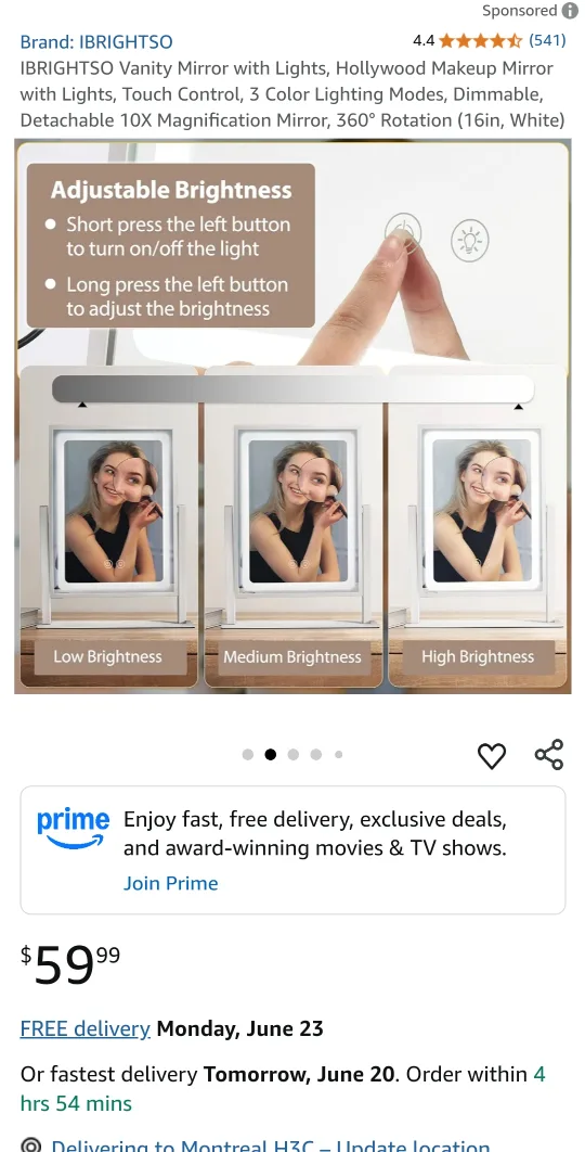 12" Vanity Mirror with Lights image indicator(3)