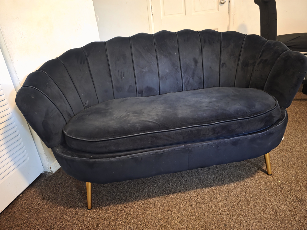 Black Velvet Loveseat Sofa - photo 2