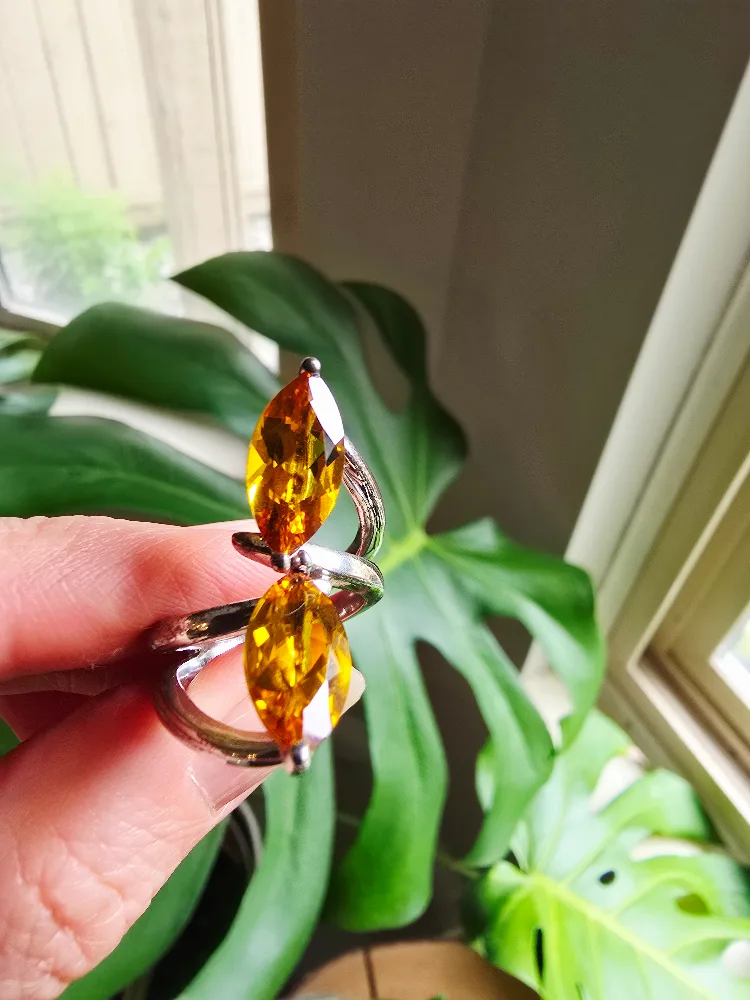 New Citrine natural 925 sterling silver ring thumbnail