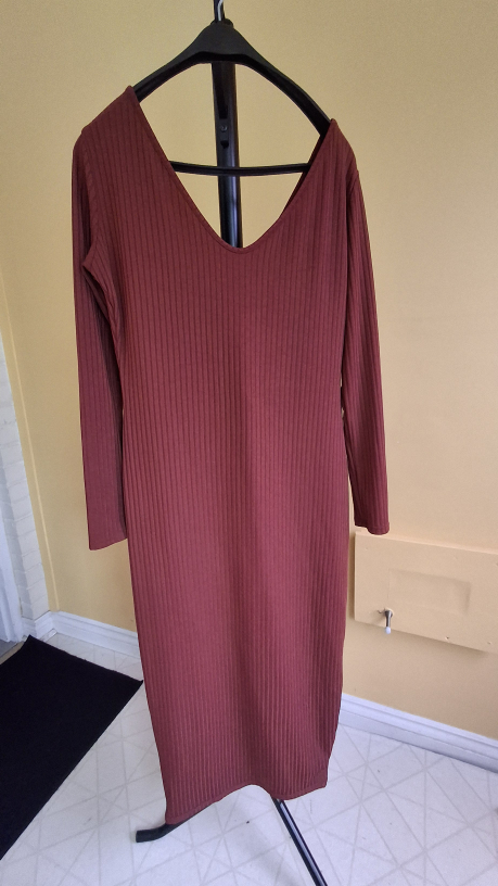 Burgundy Ribbed Long Sleeve Dress New - photo 2