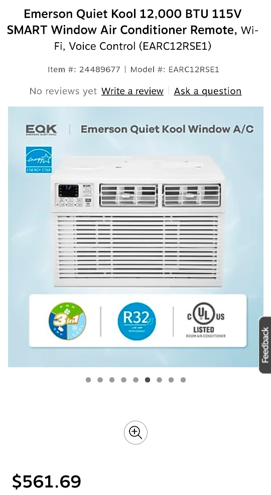 10,000 BTU Emerson Quiet Kool Window Air Conditioner image indicator(8)