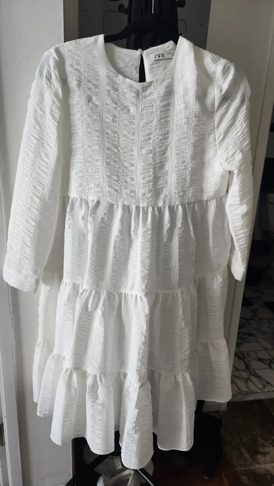 Zara White Tiered Dress - Size XS thumbnail