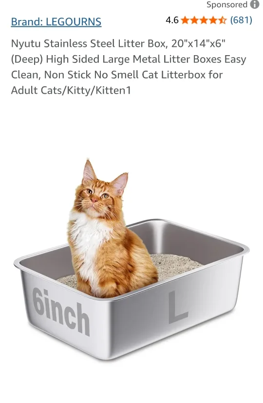 high edge Stainless Steel Litter Box Large image indicator(2)