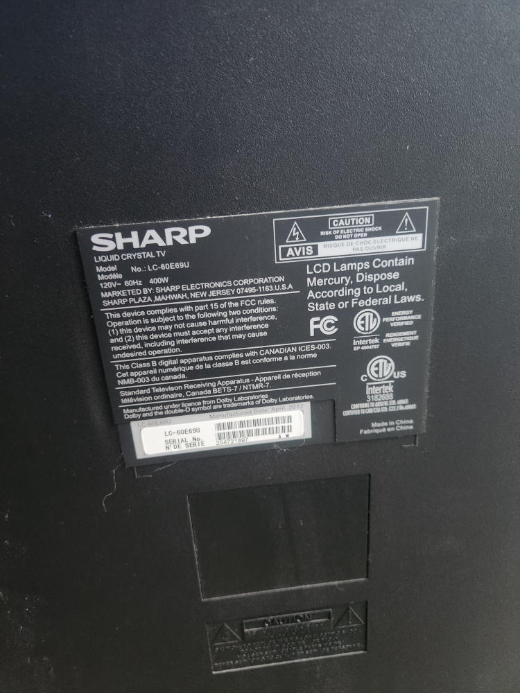 Sharp Aquos Flat Screen TV 60 inch with remote - photo 2