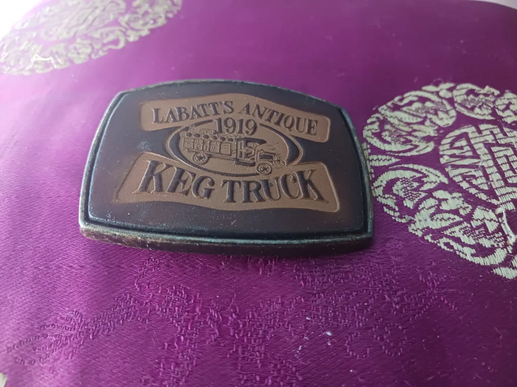 Vintage Labatt's Antique 1919 Keg Truck Belt Buckle thumbnail
