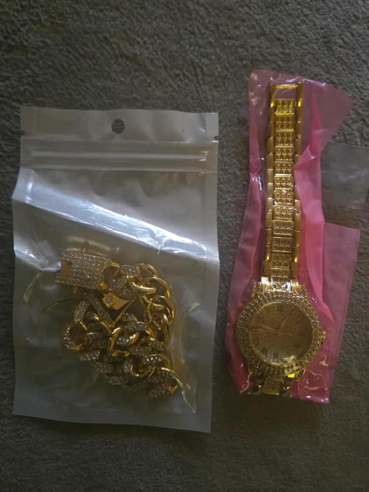 Gold Watch & Necklace Set thumbnail