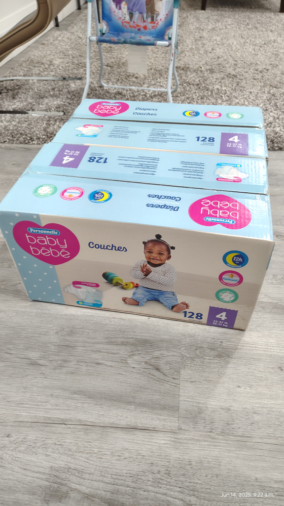Personnelle Baby Bebe Diapers Size 4 (128 count)-2 boxes - photo 2
