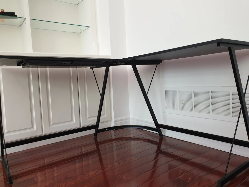 Black L-Shaped Desk with Keyboard Tray - photo 3