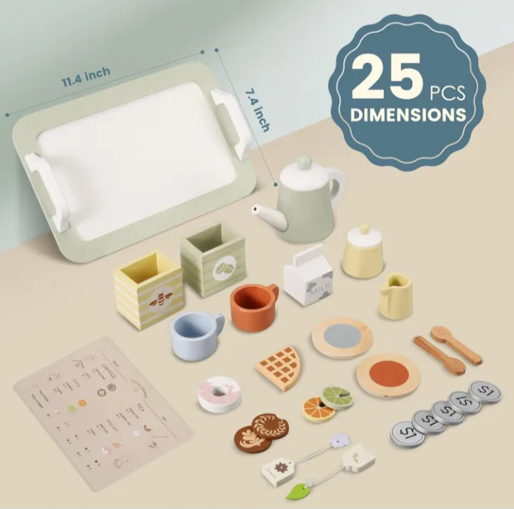 NEW!   Wooden Tea Set Toy for Kids image indicator(4)