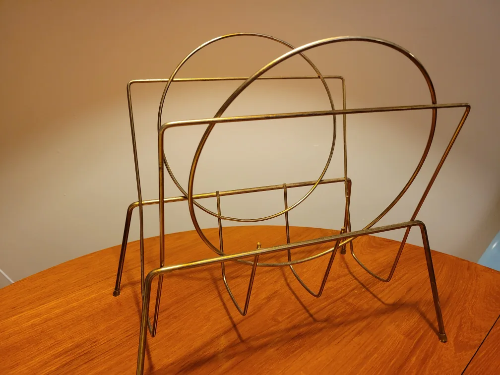 Vintage Gold Metal Record/Magazine Rack image indicator(3)