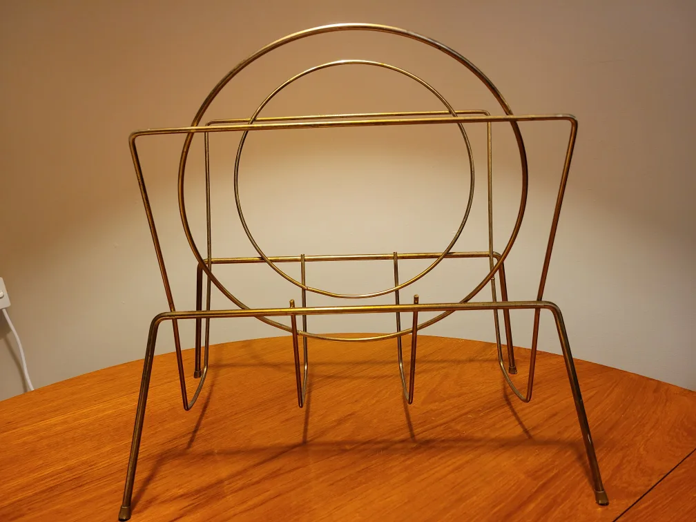 Vintage Gold Metal Record/Magazine Rack image indicator(4)