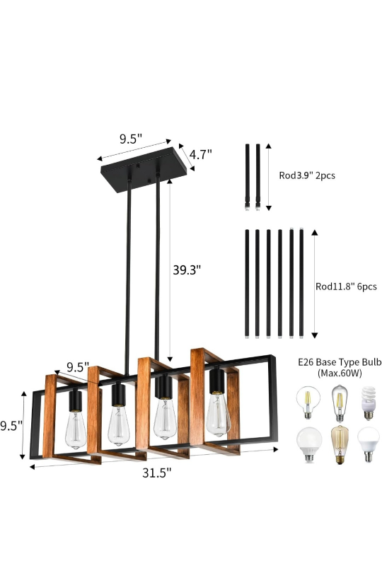 Farmhouse Rectangle Chandelier - photo 2