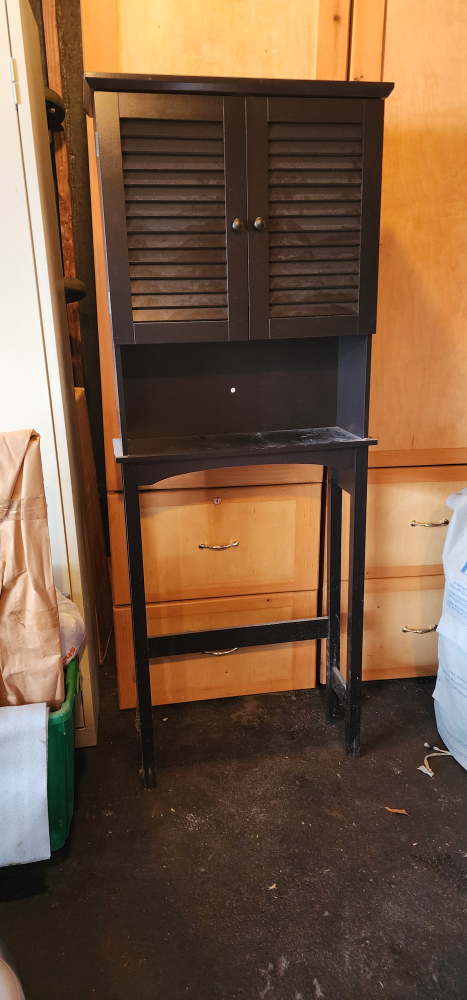 Black Louvered Door Storage Cabinet